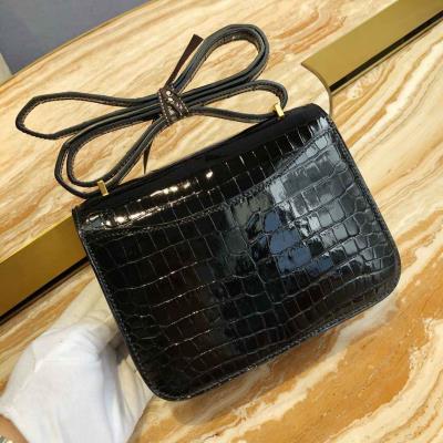 wholesale quality hermes constance 19 shinny niloticus crocodile 89 noir ghw
